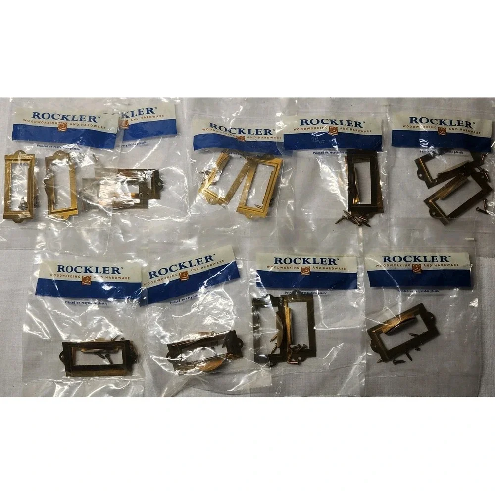 Lot 9 Packs Of 2  Brass Plated Label Holder Drawer‎ Pull Card Catalog Cabinet